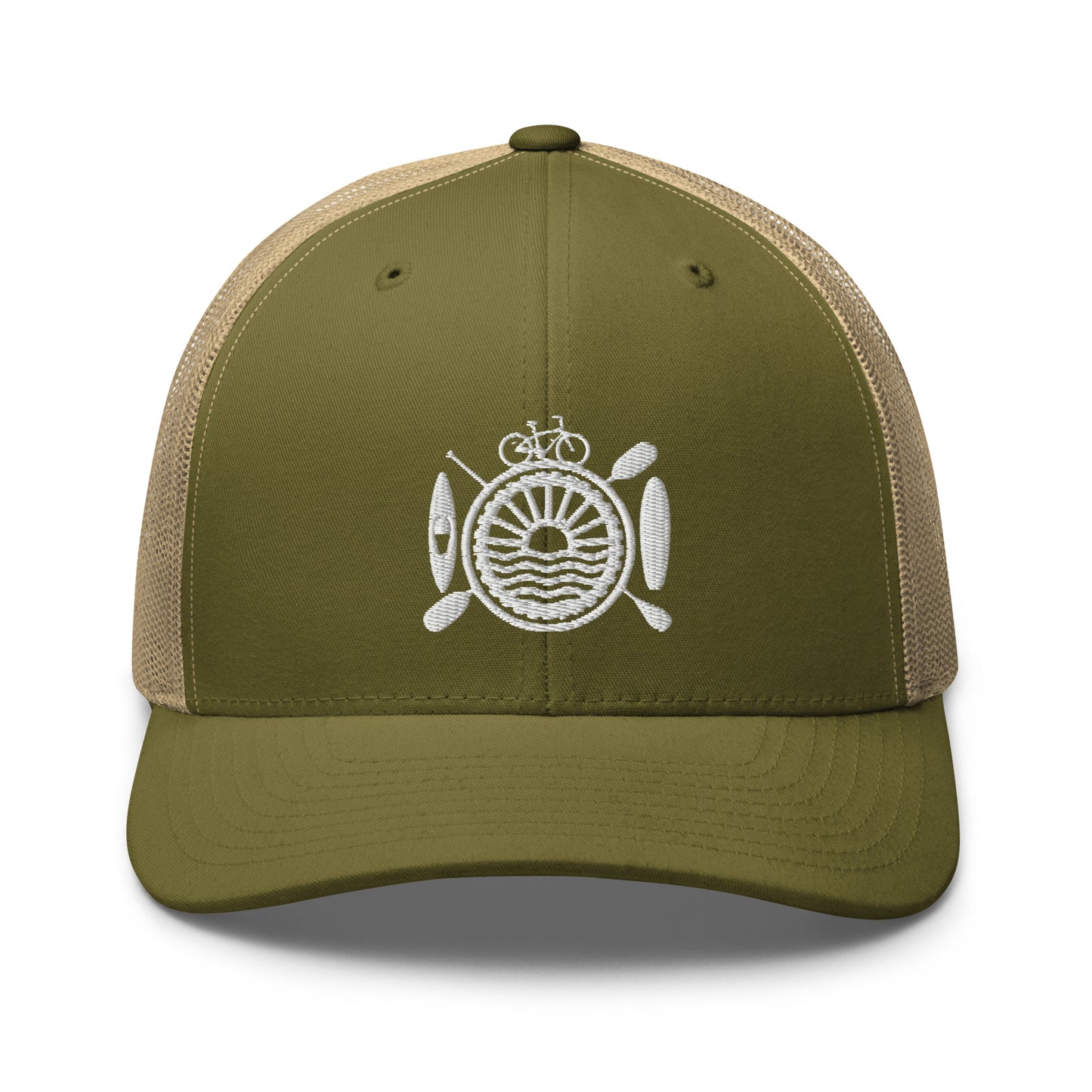 Green retro trucker hat with Rideaway emblem